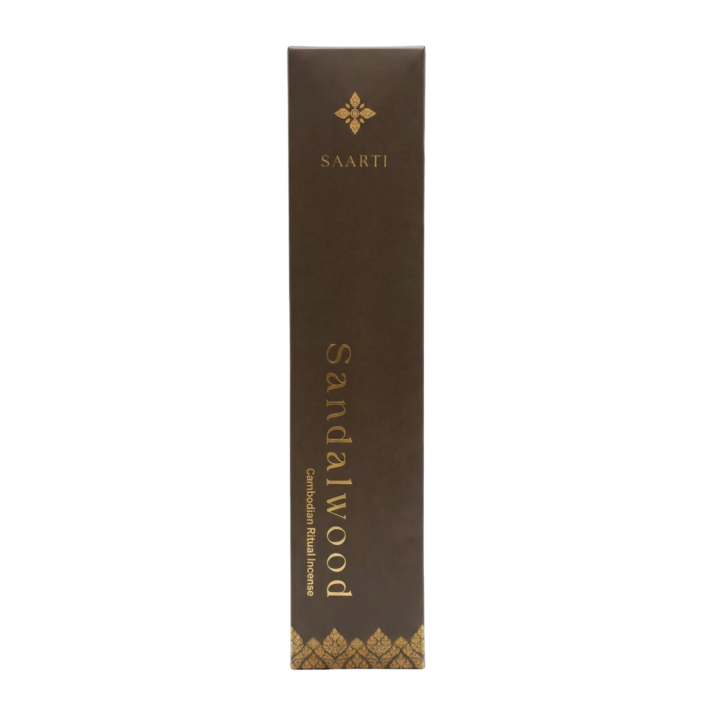 saarti text gold sandalwood incense made in Cambodia