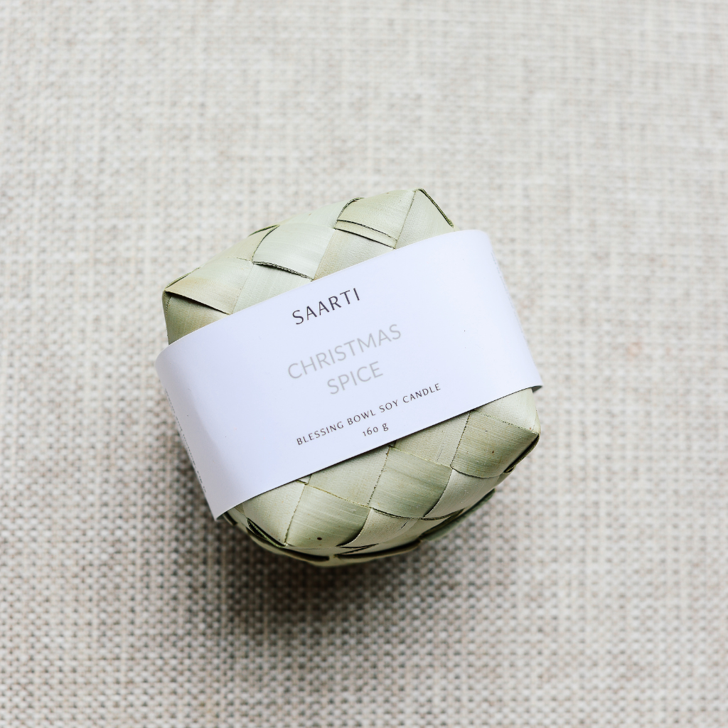 Christmas spice candle clove cinnamon cardamom orange essential oils soy wax blessing bowl candles saarti made in cambodia