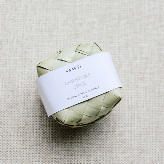 Christmas spice candle clove cinnamon cardamom orange essential oils soy wax blessing bowl candles saarti made in cambodia