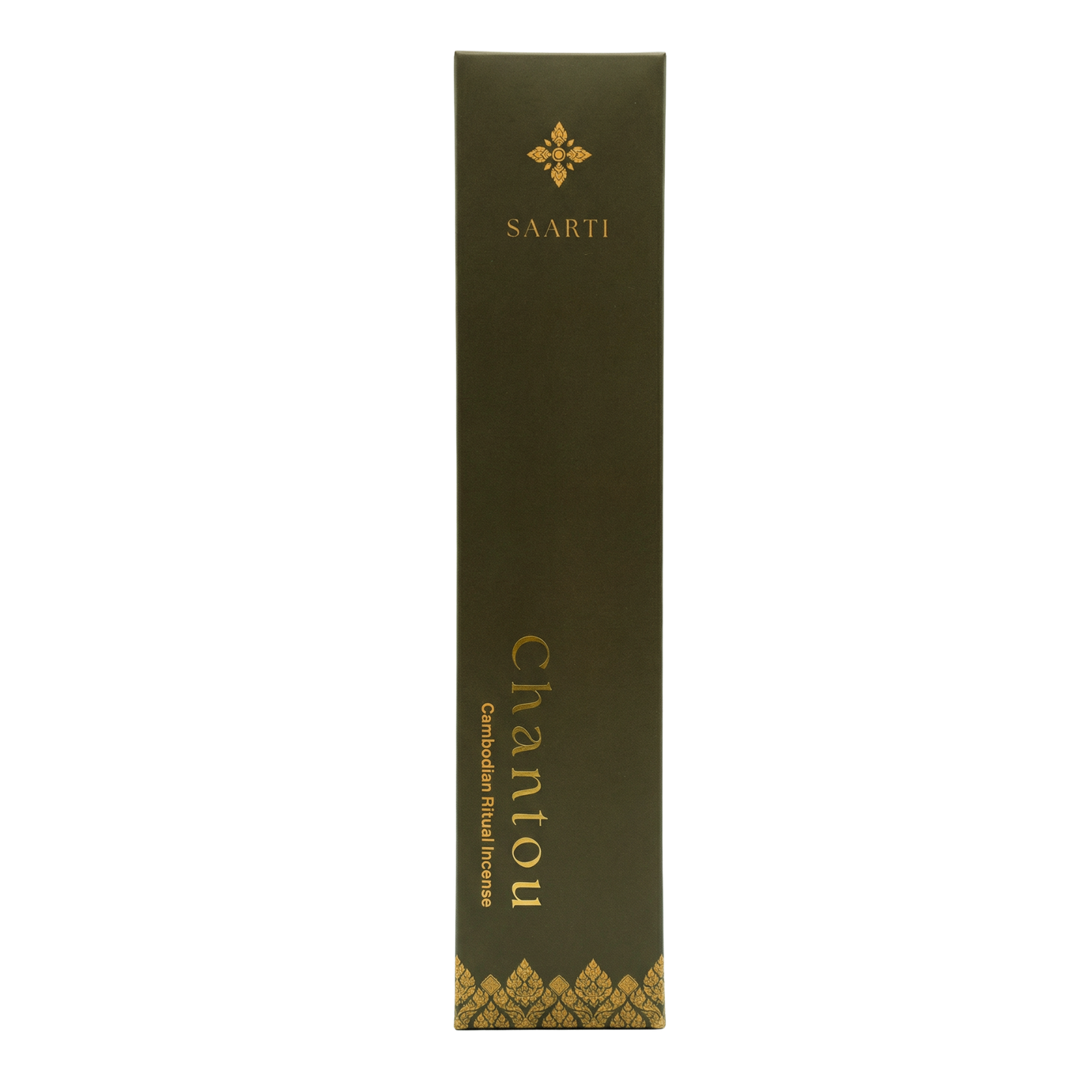 Tuberose incense made in Cambodia green and gold packaging 